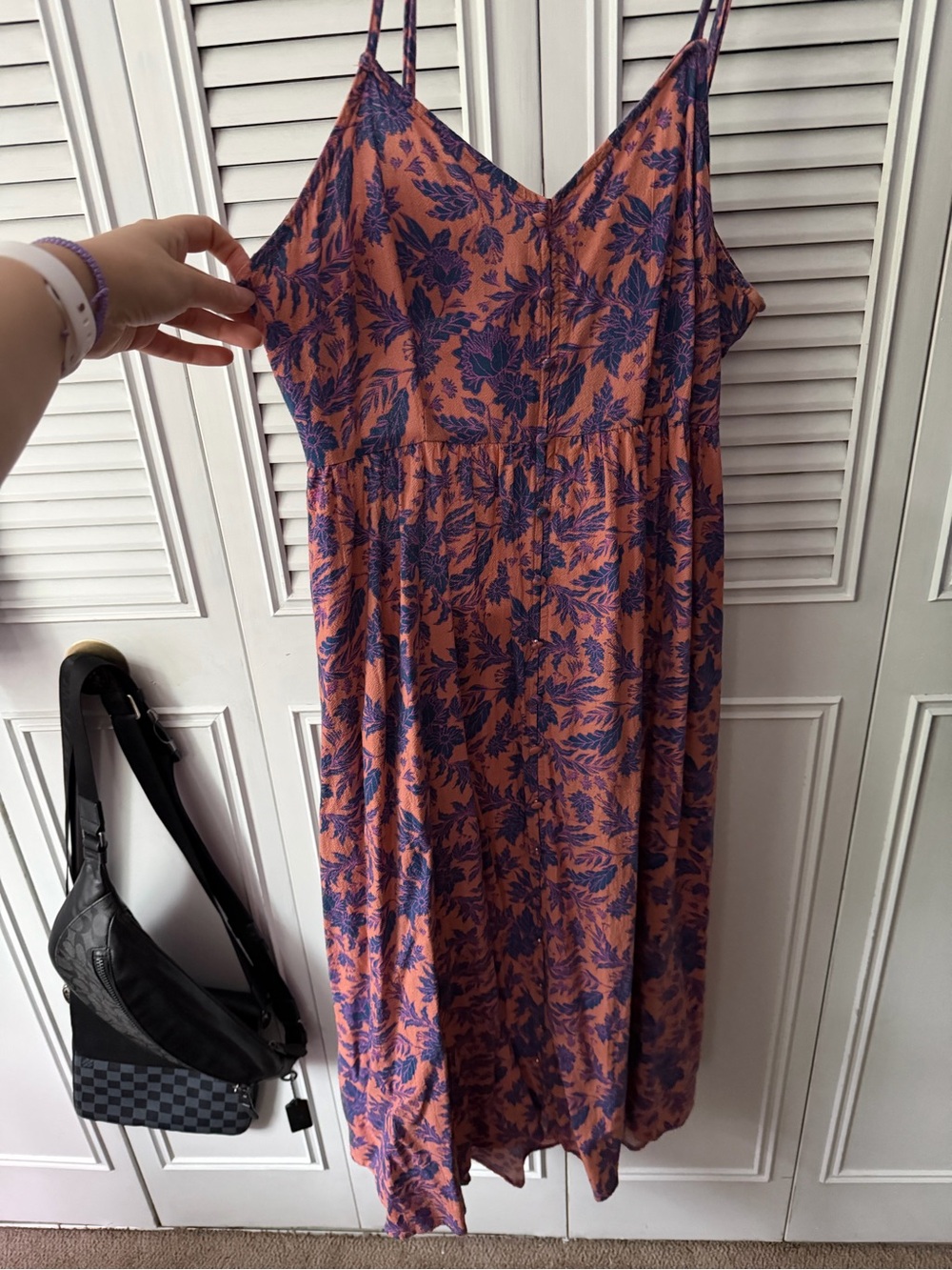 Target Coral Midi Dress with Navy Floral Print